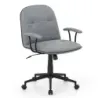 Scaun birou ergonomic din piele sintetic scaun birou cu brațe căptușite și gri scaun larg