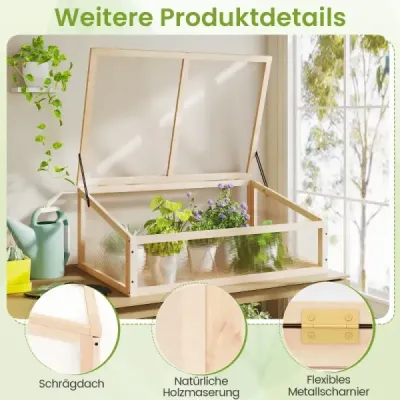 suprafete de plantat lemn cu efect de sera cu acoperis pliant transparent Orange 94 x 63 x 40 cm