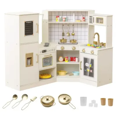 Copii bucatarie juca Melc cu dozator de gheață Stove Microwave Spălător de vase Bej