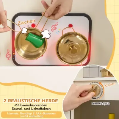 Copii bucatarie juca Melc cu dozator de gheață Stove Microwave Spălător de vase Bej
