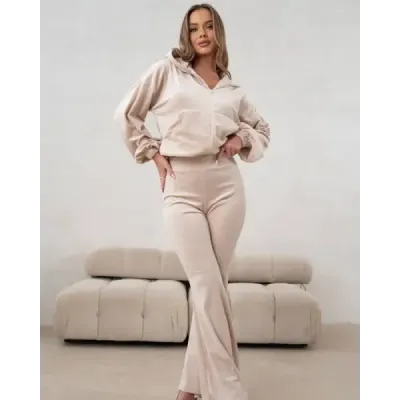 Set de velur din două piese cu clopote bej Goodlookin (82144)