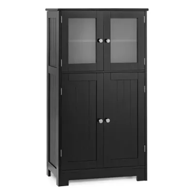 Cabinet baie cu uși de sticlă și reglabil Cabinet baie de valabilitate Wood Black