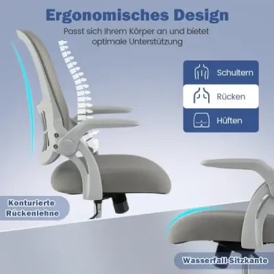 Scaun de birou ergonomic cu cotiere pliante & Wipp funcţie Scaun computer Grey