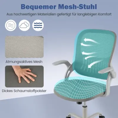 Scaun de birou ergonomic cu cotiere pliante & Wipp funcţie Scaun computer Grey