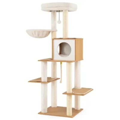 148 cm Scratch copac de mare modern cu copaci sisal & Peştera & Korb Cat Tree