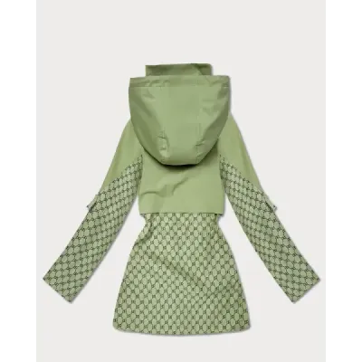 Dámska bunda so sťahovacou šnúrkou v páse khaki farby MODAK60414
