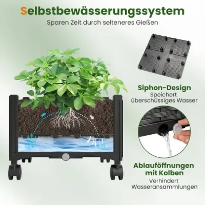 Cutie de plantat cu grila de Ranking & Agățat acoperiș ridicat Sfeclă pe Rollers Lockable Grey 153 x 40 x 147 cm