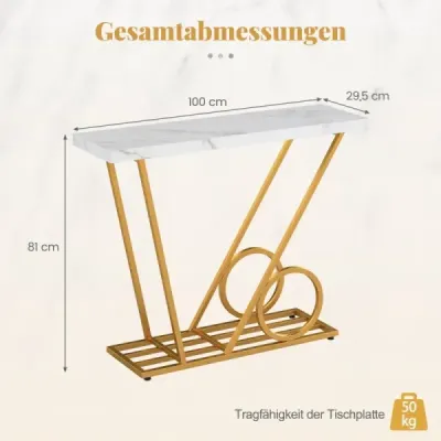 Masa de consola 100cm Masa de insertie moderna cu aspect de marmura si design auto-inspirat masa laterala alb