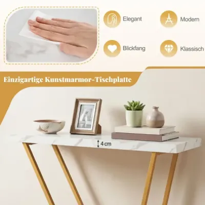 Masa de consola 100cm Masa de insertie moderna cu aspect de marmura si design auto-inspirat masa laterala alb