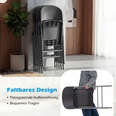Set 6 scaune pliante din metal & plastic scaun pliant cu 150 kg capacitate de transport