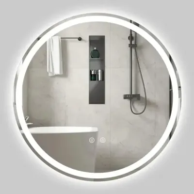 Oglindă cu oglindă cu LED-uri de 70 cm rotundă cu o oglindă reglabilă