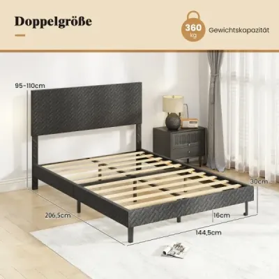 160 x 200 cm Cadru pat catifea cu inaltime reglabila casca Chevron cadru pat captusit gri
