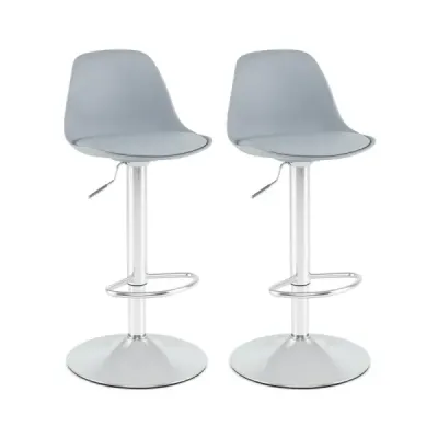 2 Set Bar Stool 360 °C turnable Bar scaun înălțime reglabil Tresen Stool bucătărie Stool gri