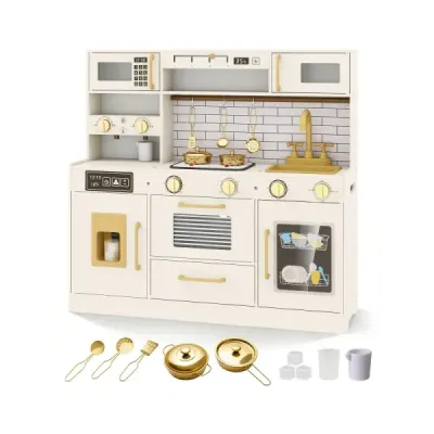 Copii bucatarie juca Set de bucătărie jucărie pentru redare cu soba Light Sound Bej