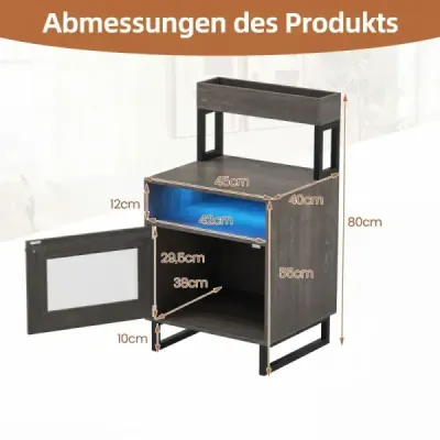 Masă de noapte modernă cu LED-uri și tava de sus masa canapea masa de noapte dulap gri