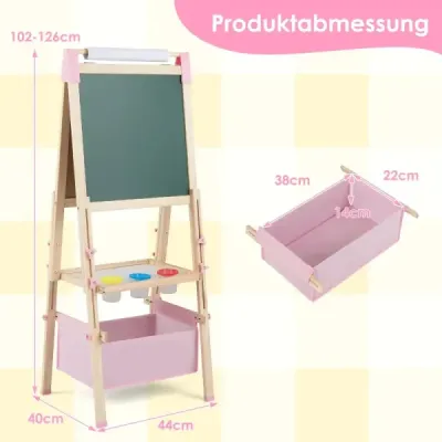Tablou de inaltime-adjustabil pentru copii cu sevalet dublu fata cu masa magnetica