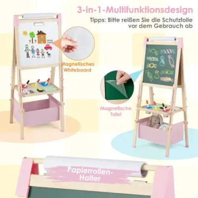 Tablou de inaltime-adjustabil pentru copii cu sevalet dublu fata cu masa magnetica