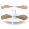 Masuta de cafea rotunda cu cadru raft &amp; metal Tabel accent din lemn Alb &amp; natura