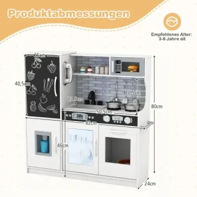 Joacă Bucătărie pentru Joacă Bucătărie Set pentru copii mici cu Tabelul 82 x 24 x 80 cm Cream White