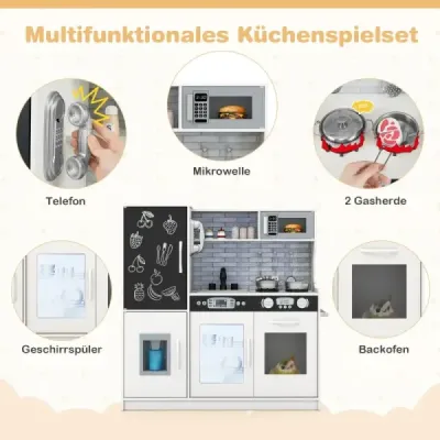 Joacă Bucătărie pentru Joacă Bucătărie Set pentru copii mici cu Tabelul 82 x 24 x 80 cm Cream White