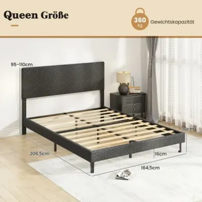 160 x 200 cm Cadru pat catifea cu inaltime reglabila casca Chevron cadru pat captusit gri