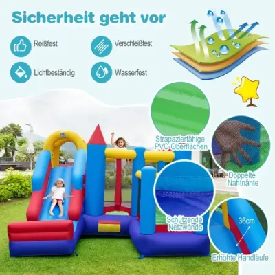 Castelul gonflabil Hüpfburg cu alpinism de perete și baschet castel gonflabil cu suflant