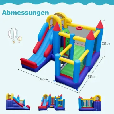 Castelul gonflabil Hüpfburg cu alpinism de perete și baschet castel gonflabil cu suflant