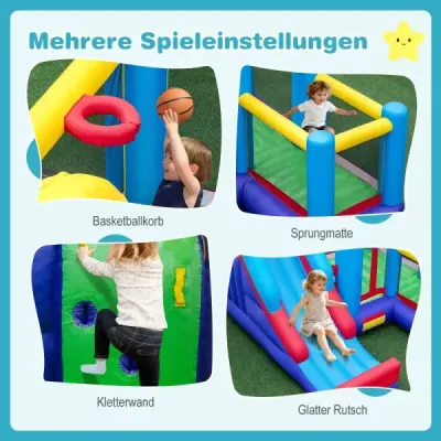 Castelul gonflabil Hüpfburg cu alpinism de perete și baschet castel gonflabil cu suflant