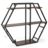 Hexagon industrial raft de perete 3 etape raft plutitor decorativ cu cârlig Rustic