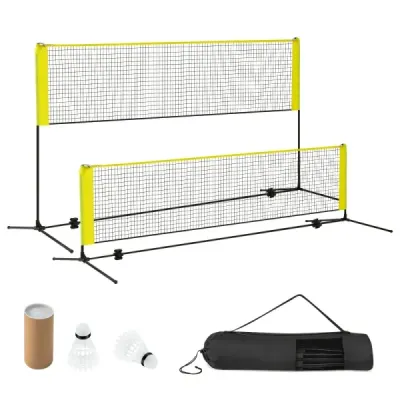 Badminton net cu stand cu minge de arc net reglabil cu 2 bile de arc & sac de transport 310 x 102 x 89 