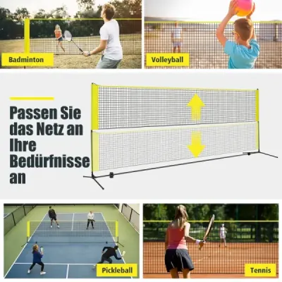 Badminton net cu stand cu minge de arc net reglabil cu 2 bile de arc & sac de transport 420 x 102 x 89