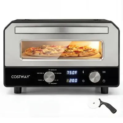 Electric interior cuptor cuptor pizza masă pentru pizza 30 cm cu 6 presetări Negru