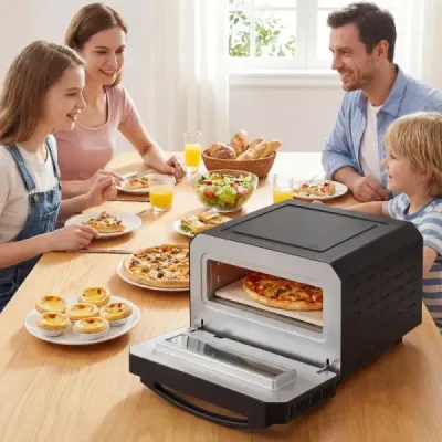 Electric interior cuptor cuptor pizza masă pentru pizza 30 cm cu 6 presetări Negru