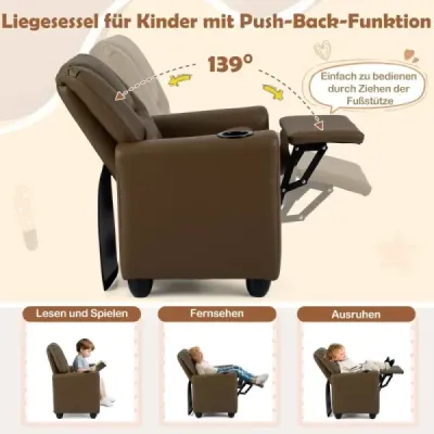 Scaun pentru copii cu funcție de relaxare și backrest reglabil & picioare canapea pentru copii Brown