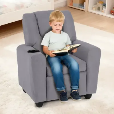 Scaun pentru copii cu funcție de relaxare și backrest reglabil și canapea pentru copii gri