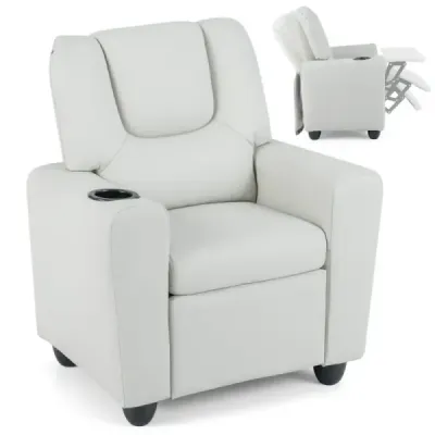 Scaun pentru copii cu funcţie de relaxare şi backrest reglabil & picioare canapea pentru copii Alb