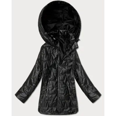 Jacheta cu glugă subțire plus dimensiunea Goodlookin negru (B8576-1)