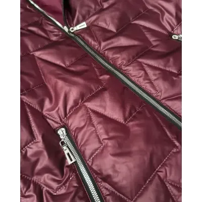 Jacheta subţire cu glugă plus mărime Goodlookin burgundy (B8576-27)