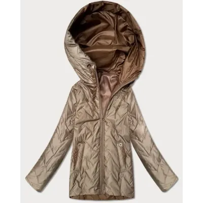 Sacou de damă quilted cu bej cu glugă Goodlookin (B8596-12)