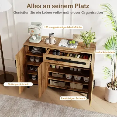 120 cm Bufet dulap sideboard garderoba lemn mare fermă depozit dulap natura