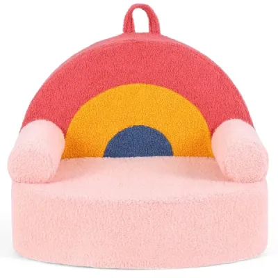 Scaun pentru copii canapea ergonomic pentru copii cu spumă de înaltă densitate & Teddy pluş roz