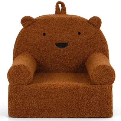 canapea pentru copii urs scaun pentru copii cu capac detaşabil Teddy-Fleece & spumă maro