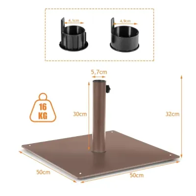 Stand cu umbrela lunga si lunga de 50 cm pentru exterior baza umbrela patrata Brown