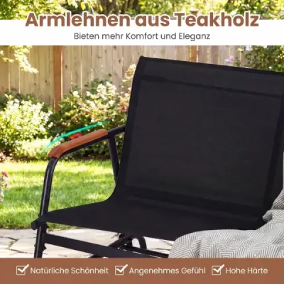 Banc de balansare pentru 2 persoane Banc de terasa cu bratara de lemn curbat Negru
