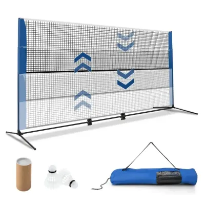 Plasă de badminton rezistentă la vreme cu 2 mingi de primăvară și care transportă înălțimea sac de volei reglabil net