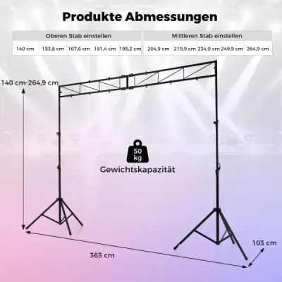 360 cm lungime trepied lumina cu inaltimea intersectie reglabila DJ stand de lampa 140