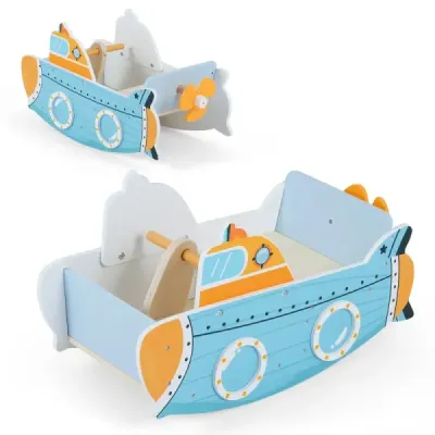 Copii Swinging Boat cu Nautische Design & Turnable Propeller & Birkenholz-Griffe
