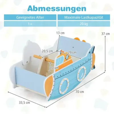 Copii Swinging Boat cu Nautische Design & Turnable Propeller & Birkenholz-Griffe