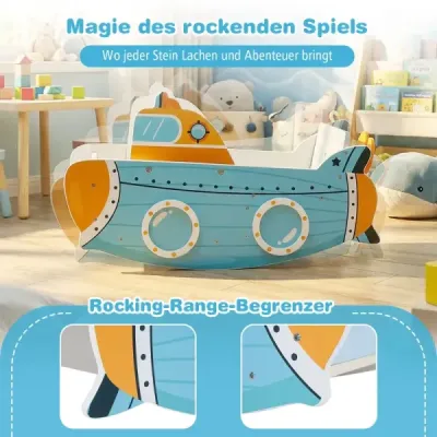 Copii Swinging Boat cu Nautische Design & Turnable Propeller & Birkenholz-Griffe