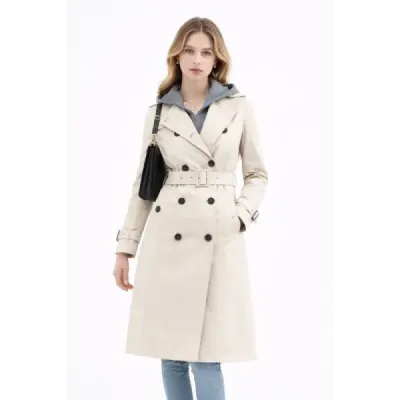 Dámsky trench kabát  MODA2252 svetlobéžový